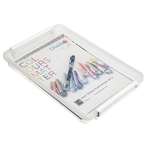 BTSKY A4 Plus Clear Transparent PP Plastic Stackable Storage Box Desk Paper Magazine Container with Buckle, Office Supplies Accessories File Protector Case Organizer, Portable Project Case