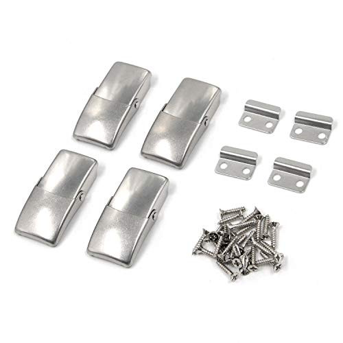 Antrader 4 Sets Stainless Steel Hardware Concealed Cabinet Boxes Toolbox Spring Loaded Draw Catch Toggle Latch Clamp, Silver