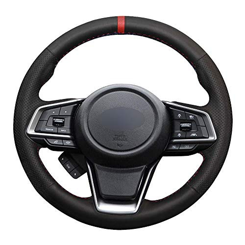 Eiseng DIY Sew Steering Wheel Cover for Subaru Forester Ascent SUV 2019 2020 2021 / Legacy Crosstrek XV Outback 2018-2021 / Impreza 2017-2021 Black Microfiber Leather Interior Accessories