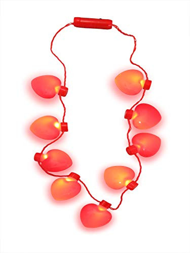 Nicky Bigs Novelties Light Up Heart Shaped Bulb Valentines Day Necklace LED Flashing Jumbo Charm