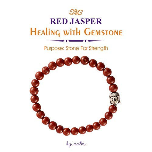 Aatm Natural Healing Gemstone Buddha Charm Bracelet (Red Jasper)
