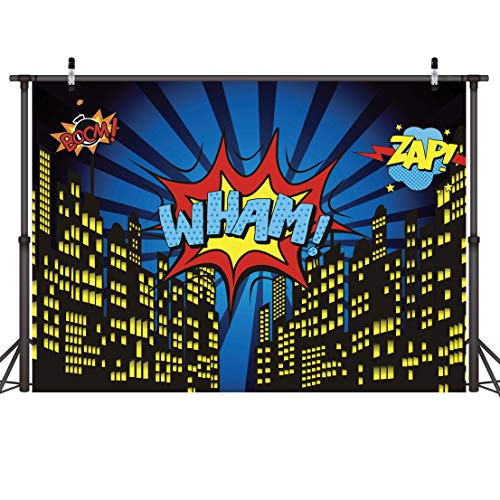 LYWYGG 7x5FT Superhero Backdrop for Pictures Baby Shower Photography Backdrop Birthday Photography Background Super Hero Party Decorations Backdrops City Backdrop Studio Props CP-231 LYWYGG 7x5FT Superhero Backdrop for Pictures Baby Shower Photography Backdrop Birthday Photography Background Super Hero Party Decorations Backdrops City Backdrop Studio Props CP-231