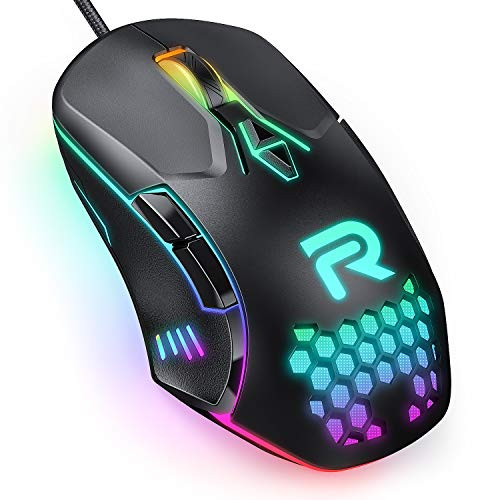 RUNMUS Gaming Mouse with 7 Programmable Buttons, Chroma RGB Backlight & 6400 Adjustable DPI, Ergonomic USB Computer Mouse with High Precision Sensor for Windows PC & Laptop Gamers, Mouse for Laptop