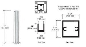 CRL Satin Anodized Standard 18" Corner Partition Post - D990A18CR