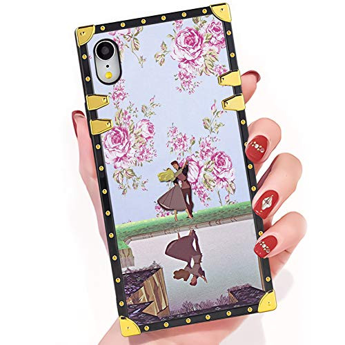 DISNEY COLLECTION iPhone XR Case Dancing Diseny Princess Square Phone Case Cover Soft TPU 360 Degree Luxury Shockproof Protective Case Compatible for iPhone XR 6.1 Inch