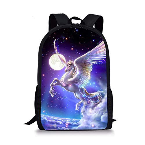 Dellukee School Backpack For Girls Cute Durable Book Bags Daypacks Unicorn Print