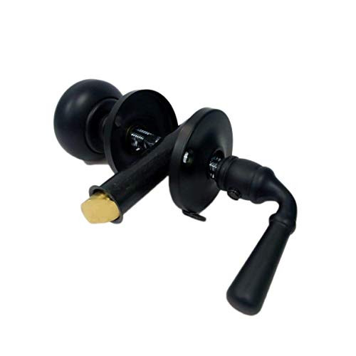 QCAA Solid Brass Storm Door Latch, Matte Black, 1 Pack