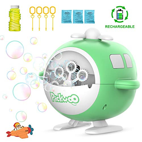 Pickwoo Bubble Machine, Automatic Bubble Maker Rechargeable Bubble Blower Machine 1000 Bubbles per Minute for Kid Toddlers Outdoor Indoor with 3 Bubbles Solutions,High Output for Parties Birthdays