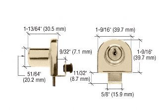 C.R. LAURENCE EH210 CRL Brass Single Glass Door Lock