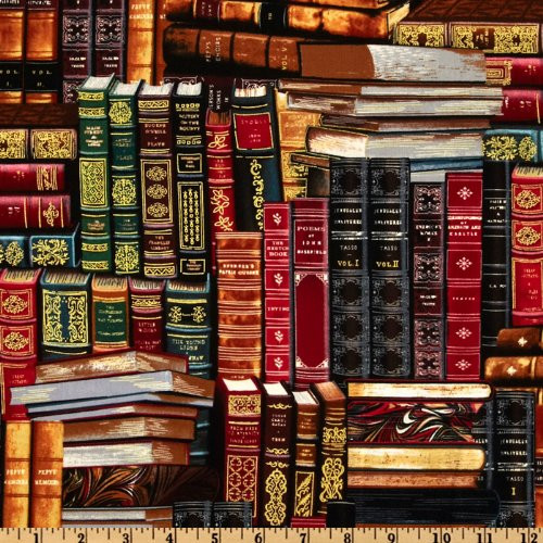 Timeless Treasures Packed Books, Yard, Multi