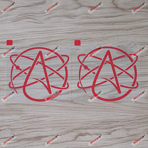 2X red 4'' Atheist Symbol Decal Sticker Car Vinyl Atheism die Cut