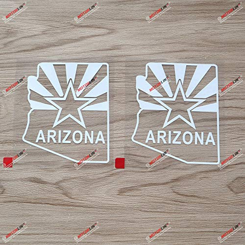 2X White 4 Inches Arizona Flag Map Outline Decal Vinyl Sticker Car Laptop Window American State Style b 2X White 4 Inches Arizona Flag Map Outline Decal Vinyl Sticker Car Laptop Window American State Style b