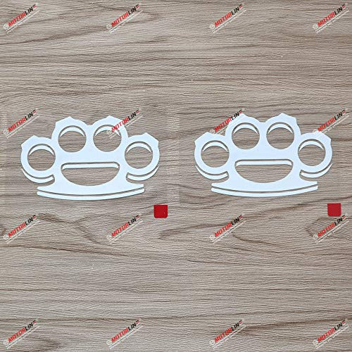 2X White 4 Inches Brass Knuckles knucks knucklebusters Decal Vinyl Sticker Car Laptop Window Style a