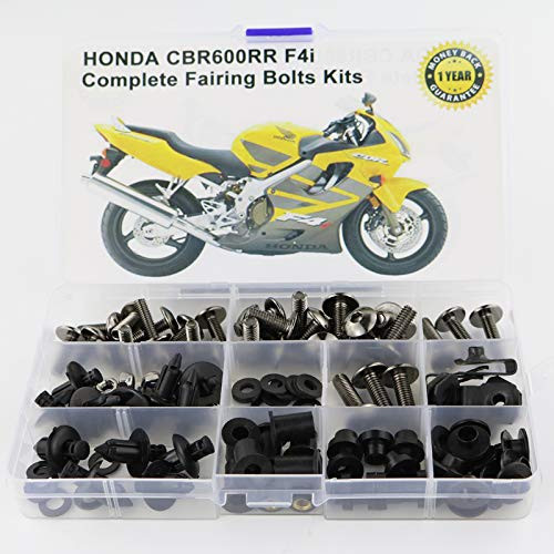 Xitomer Full Sets Fairing Bolts Kits, for Honda CBR600 F4 F4I 1999 2000 2001 2002 2003 2004 2005 2006 2007, Mounting Kits Grommets/Washers/Fastenings/Clips/Nuts (Matte Black)