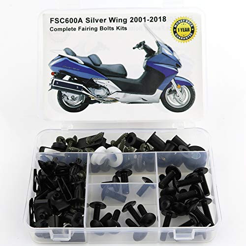Xitomer Full Sets Fairing Bolts Kits, for HONDA FSC600A Silver Wing 2001 2002 2003 2004 2005 2006 2007 2008 2009 2010 2011 2012 2013, Mounting Kits Washers/Nuts/Fastenings/Clips/Grommets (Matte Black)