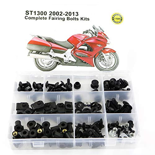 Xitomer Full Sets Fairing Bolts Kits, for 2002 2003 2004 2005 2006 2007 2008 2009 2010 2011 2012 2013 HONDA ST1300, Mounting Kits Washers/Nuts/Fastenings/Clips/Grommets (Matte Black)