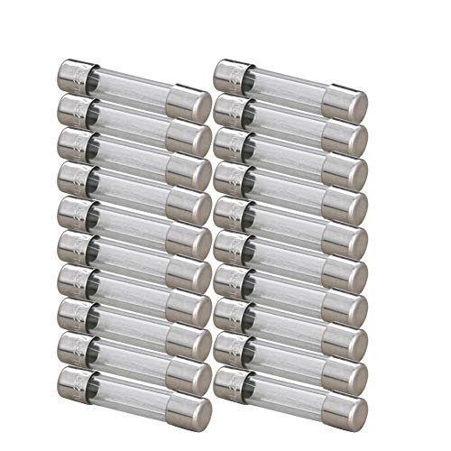 Fielect 20Pcs 250V 3.15A Fast Blow Fuse Flat Head Tube Type Non-self-Recovery Fuse Glass 6 x 30mm to Provide Overcurrent Protection for a Load or Source Circuit