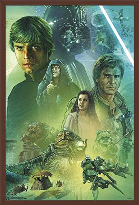 Trends International Star Wars: The Return of The Jedi - Celebration Mural, 22.375" x 34", Mahogany Framed Version