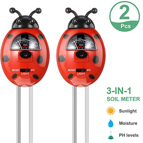 2 Pieces 3-in-1 Soil Tester Kits Plant Soil Moisture Tester Ladybug Soil PH Meter with Moisture, Light and PH Meter for Indoor Outdoor Home Garden Farm Lawn Plants, No Battery Needed