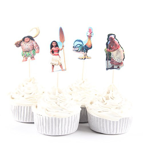 KBN 24pc Moana Cupcake toppers party decorations