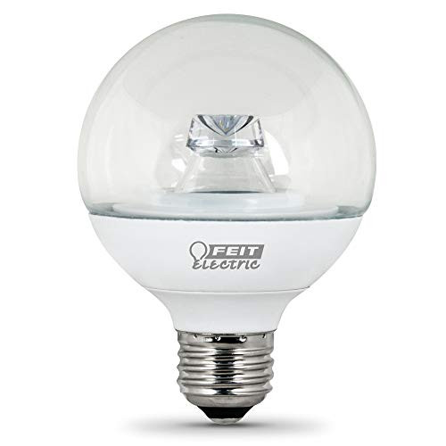 Feit Electric G25/CL/DM/LEDG2/4 40W Equivalent 8 Watt Dimmable 510 Lumens E26 Base G25 Globe LED Light Bulb, 4.35"H x 3.15"D, 3000K Warm White, 4 Piece