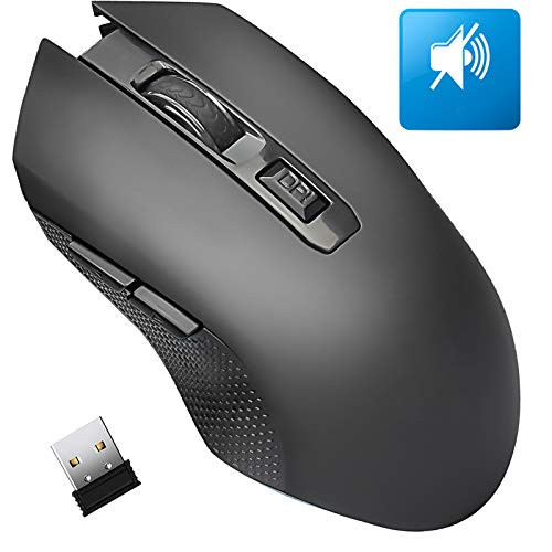 Wireless Mouse,Upgrade 2.4G Computer Wireless Portable Mobile Mouse Optical Mice with USB Receiver, Cordless Mouse with Noiseless Click,Soft Click Mouse 6 Buttons for Notebook, Laptop,PC, Mac,Black