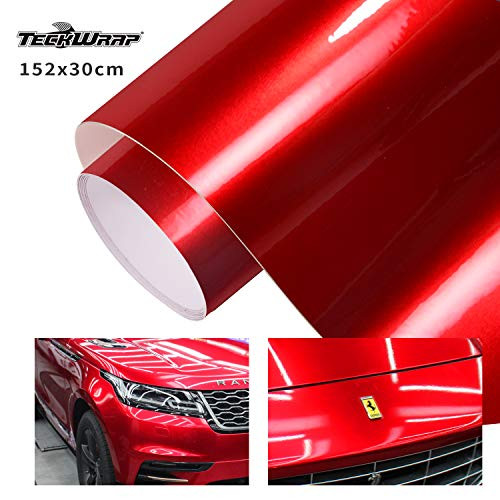 TECKWRAP Glossy Red Adhesive Vinyl Car Wrap Film Roll with Air Release 11.5"x 60"