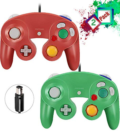 Gamecube Controllers,GALGO Classic Gamecube wii Controller for Nintendo Gamecube Console, Compatible with Wii (Red & Green)