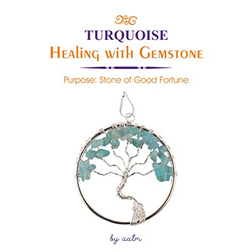 Aatm Natural Chakra Healing Gemstone Tree of Life Pendant in Round Shape (Turquoise)