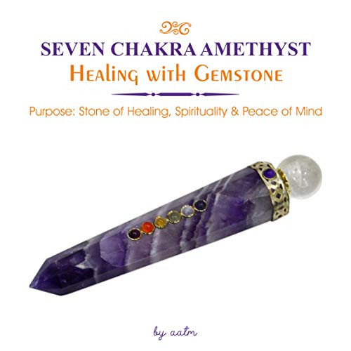 Aatm Natural Healing Gemstone Wand Tower with Seven Chakra Stones and Crystal Ball to Attract Higher Spiritual Energy (Amethyst)