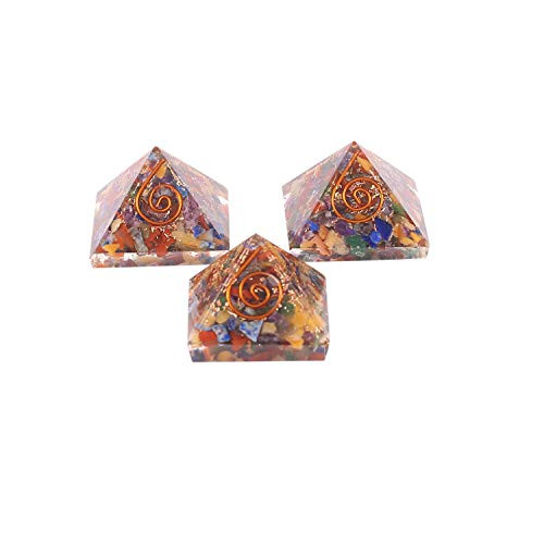 Aatm Multi Stones Orgone Pyramid Set of 3 (Each Dimension 1 inch)