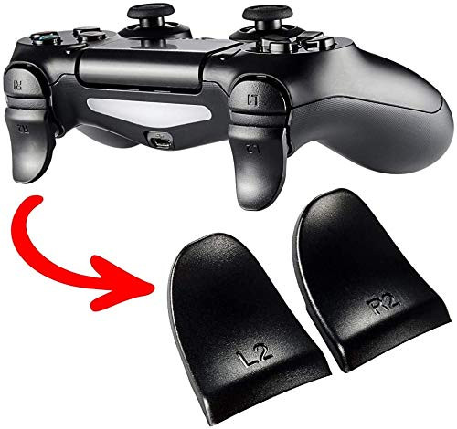 eXtremeRate 2 Pairs L2 R2 Buttons Trigger Extenders for Playstation 4 PS4 JDM-030 Controller - Black
