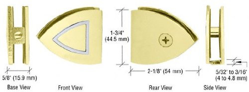 C.R. LAURENCE GCB279BR CRL Brass with Chrome Accents Cathedral Series Fixed Panel U-Clamp C.R. LAURENCE GCB279BR CRL Brass with Chrome Accents Cathedral Series Fixed Panel U-Clamp