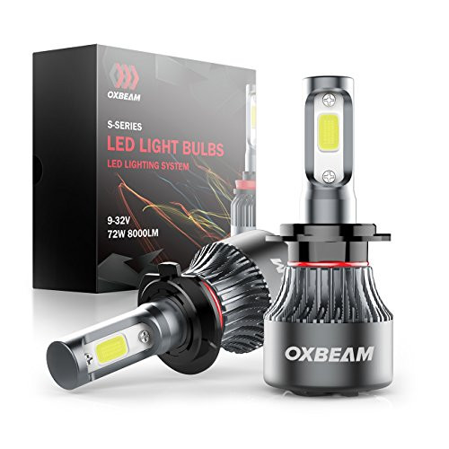OXBEAM LED Headlight Bulbs H7 Led Bulb S Series Headlight Bulb 72W 8000LM 6500K Extremely Bright All-in-One Conversion Kit Cool White (2 Pcs)