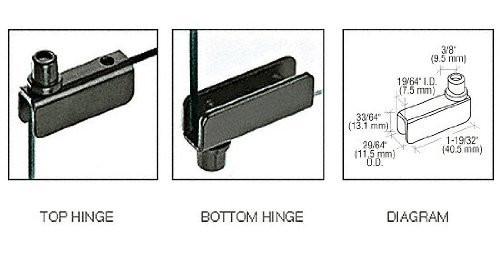 CRL Black Standard Mount Glass Door Hinges - GDH5BL
