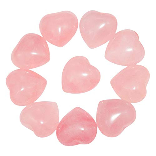 mookaitedecor Healing Crystals Rose Quartz Heart Love Worry Palm Stone Reiki Balancing 0.5 inches,Pack of 12