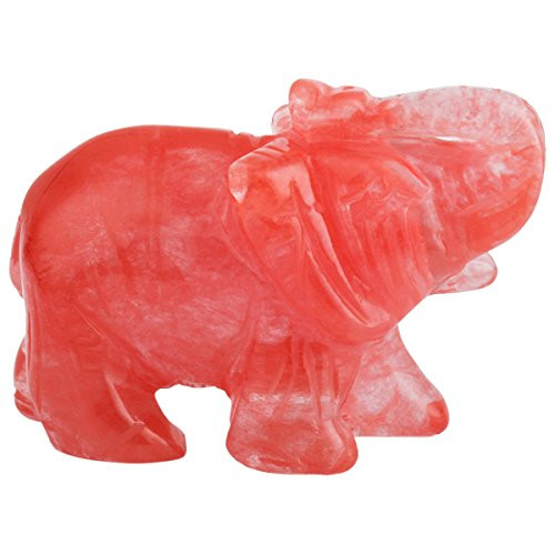 mookaitedecor Cherry Quartz Crystal Elephant Sculpture Statue Crafts Healing Reiki Pocket Gemstone Figurines 1.5 Inch mookaitedecor Cherry Quartz Crystal Elephant Sculpture Statue Crafts Healing Reiki Pocket Gemstone Figurines 1.5 Inch