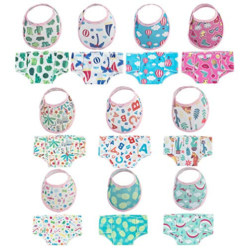 SOTOGO 20 Pieces Doll Diapers Doll Underwear Doll Bibs for Baby Doll, Fashion Style SOTOGO 20 Pieces Doll Diapers Doll Underwear Doll Bibs for Baby Doll, Fashion Style