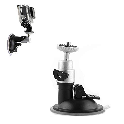 Hooshion Aluminum Alloy 360 Degree Rotatable Car Suction Cup Mount Vehicle Window Suction Cup Mount Car Windshield Mount Holder Glass Mount Desktop Mount for Gopro Max/Gopro Hero/OSMO Action
