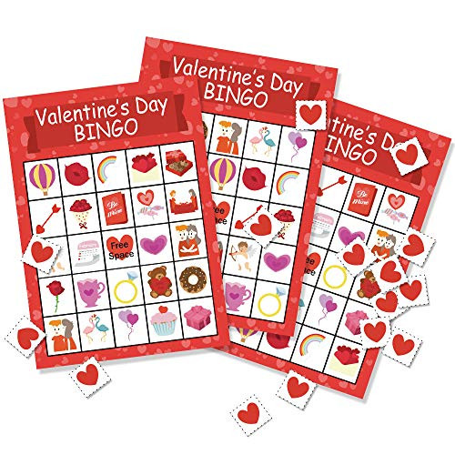 Valentines Day Bingo Game Party Favor - Party Supplies for Kids 24 Player Valentines Day Bingo Game Party Favor - Party Supplies for Kids 24 Player