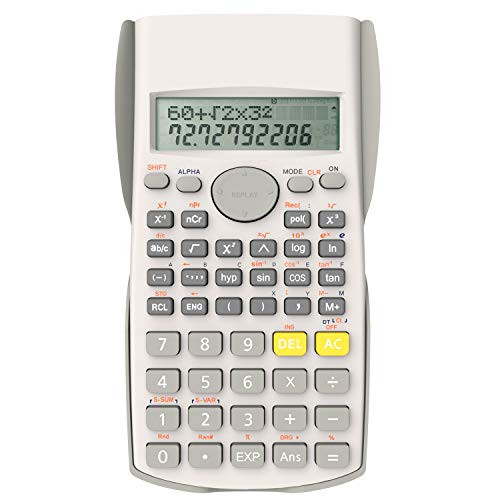 Helect 2-Line Engineering Scientific Calculator, Suitable for School and Business, White