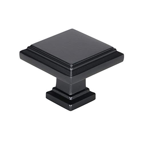 homdiy Cabinet Knobs Black Drawer Knobs (10 Pack) - HD9111BK Cabinet Hardware Solid Square Drawer Knobs for Dresser Drawers
