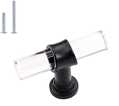 Black Cabinet Knobs Dresser Knobs homdiy - HD9165BK Black Cabinet Hardware Acrylic Knobs for Cabinets (10 Pack) Single Hole T Knob for Dresser Drawers