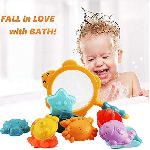 WISHTIME Baby Bath Toys Stacking Boats Cartoon Marine Animals Kids Fun Learning & Education for Toddlers