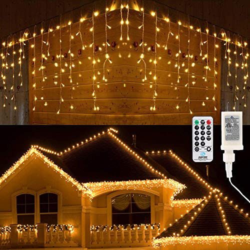 Brizled Icicle Lights, 29ft 360 LED Christmas Icicle Lights, 8 Modes Icicle String Lights with 60 Drops, Connectable Icicle Lights with Remote for Indoor Outdoor Christmas Wedding Holiday, Warm White Brizled Icicle Lights, 29ft 360 LED Christmas Icicle Lights, 8 Modes Icicle String Lights with 60 Drops, Connectable Icicle Lights with Remote for Indoor Outdoor Christmas Wedding Holiday, Warm White
