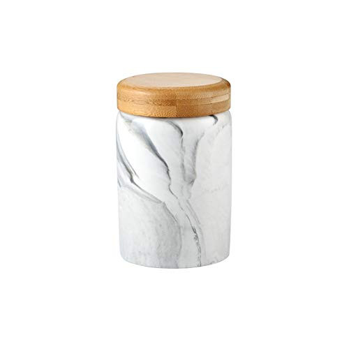 Marble Black Food Storage Canister, Ceramic Food Storage Jar with Airtight Seal Bamboo Lid - - Modern Design marble Ceramic Food Storage Canister for Serving Tea, Coffee, Spice and More 13.5OZ(400ML)