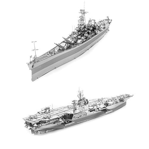 Fascinations ICONX 3D Metal Model Kits Set of 2 - USS Theodore Roosevelt CVN-71 - USS Missouri BB-63