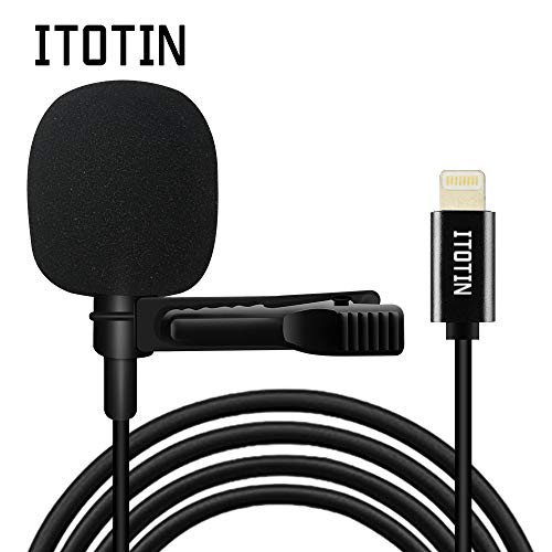 Microphone for iPhone, Professional Microphone Grade Lavalier Lapel Omnidirectional Microphone Phone Audio Video Recording Lavalier Condenser Microphone (iOS 1.5m)