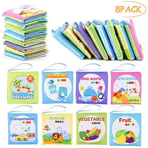 FancyWhoop Soft Book Cloth Books for Babies Nontoxic Baby Fabric Cloth Activity Crinkle Soft Books for Baby 0-6 Months Learning Toys Educational Toys (8PCS) FancyWhoop Soft Book Cloth Books for Babies Nontoxic Baby Fabric Cloth Activity Crinkle Soft Books for Baby 0-6 Months Learning Toys Educational Toys (8PCS)