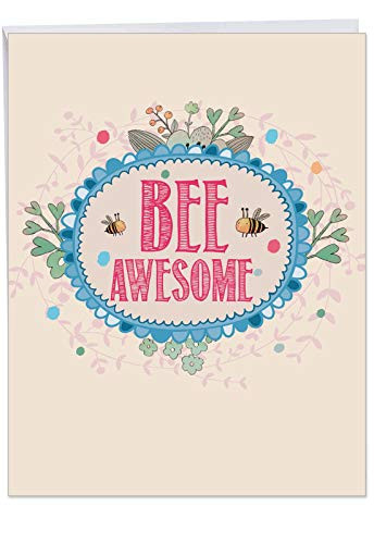 The Best Card Company - Big Graduation Greeting Card (8.5 x 11 Inch) - Congrats Card for Graduates, School Kids - Let It Bee Awesome J6548HGDG